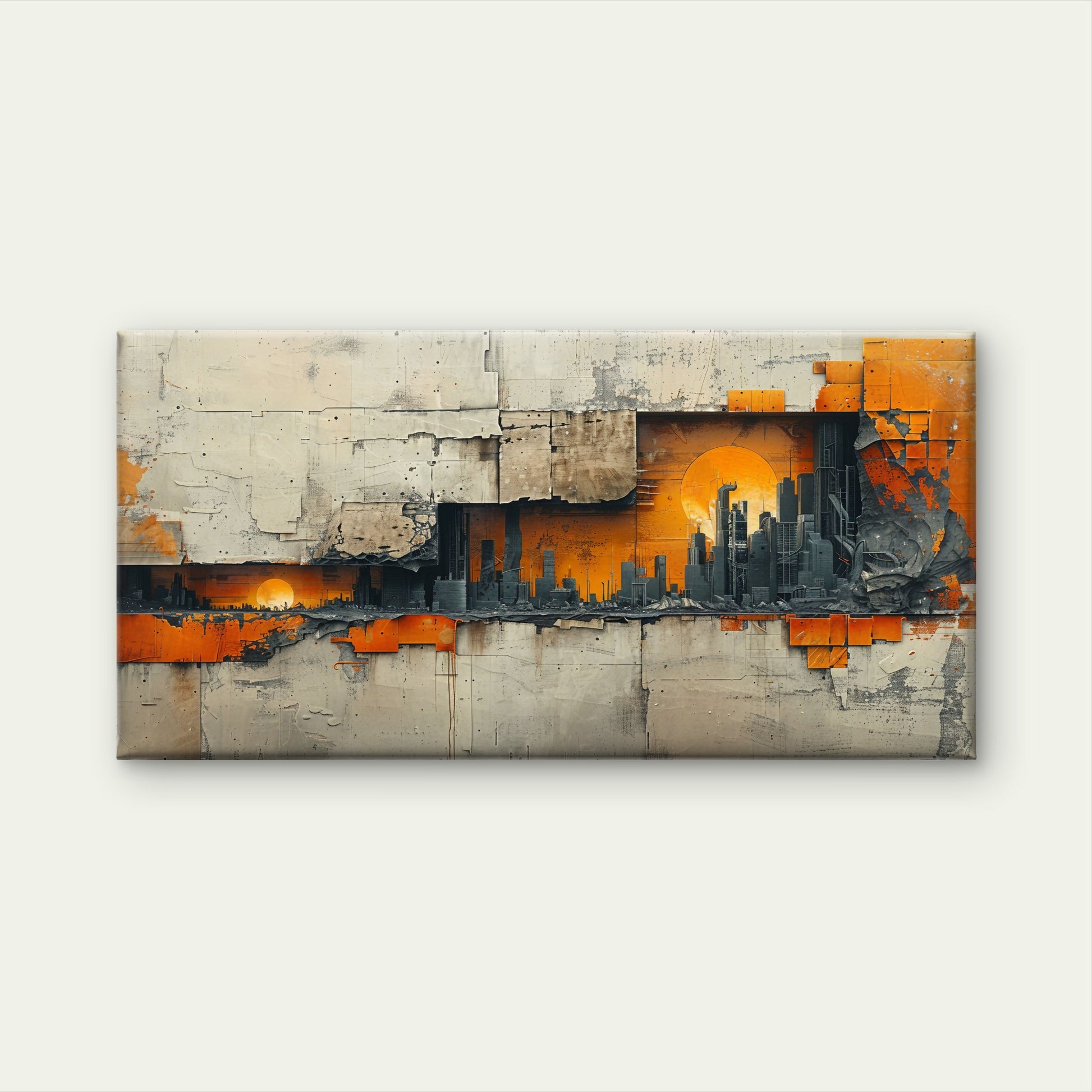 Sci-Fi City Skyline Sunset Cyberpunk City Wall Art Canvas Office Home Framed 120x60cm