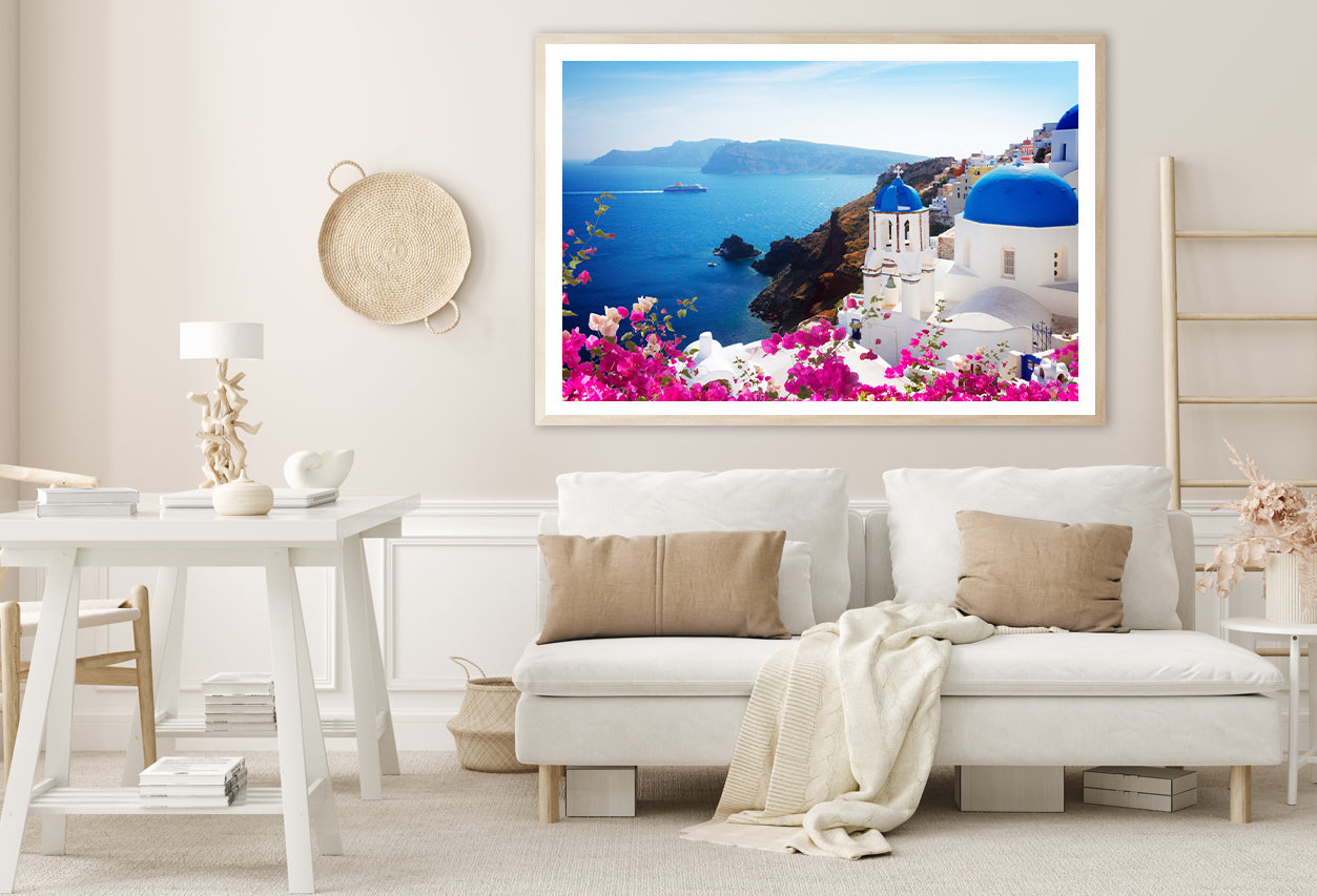 Bougainvillea in the Oia of Coast Home Decor Premium Quality Poster Print Choose Your Sizes - Bella Home Decor
