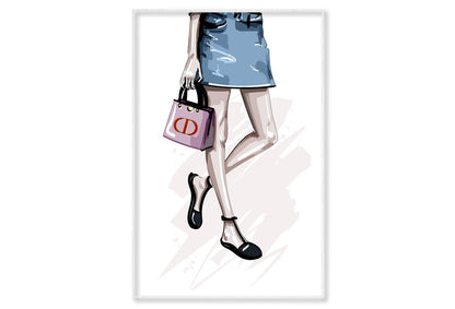 Stylish Pink Bag Fashion Art Wall Art Limited Edition High Quality Print Canvas Box Framed White