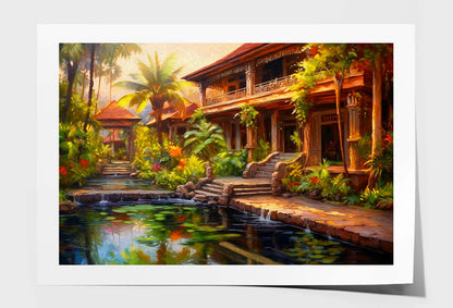 Garden With Villa Painting Wall Art Limited Edition High Quality Print