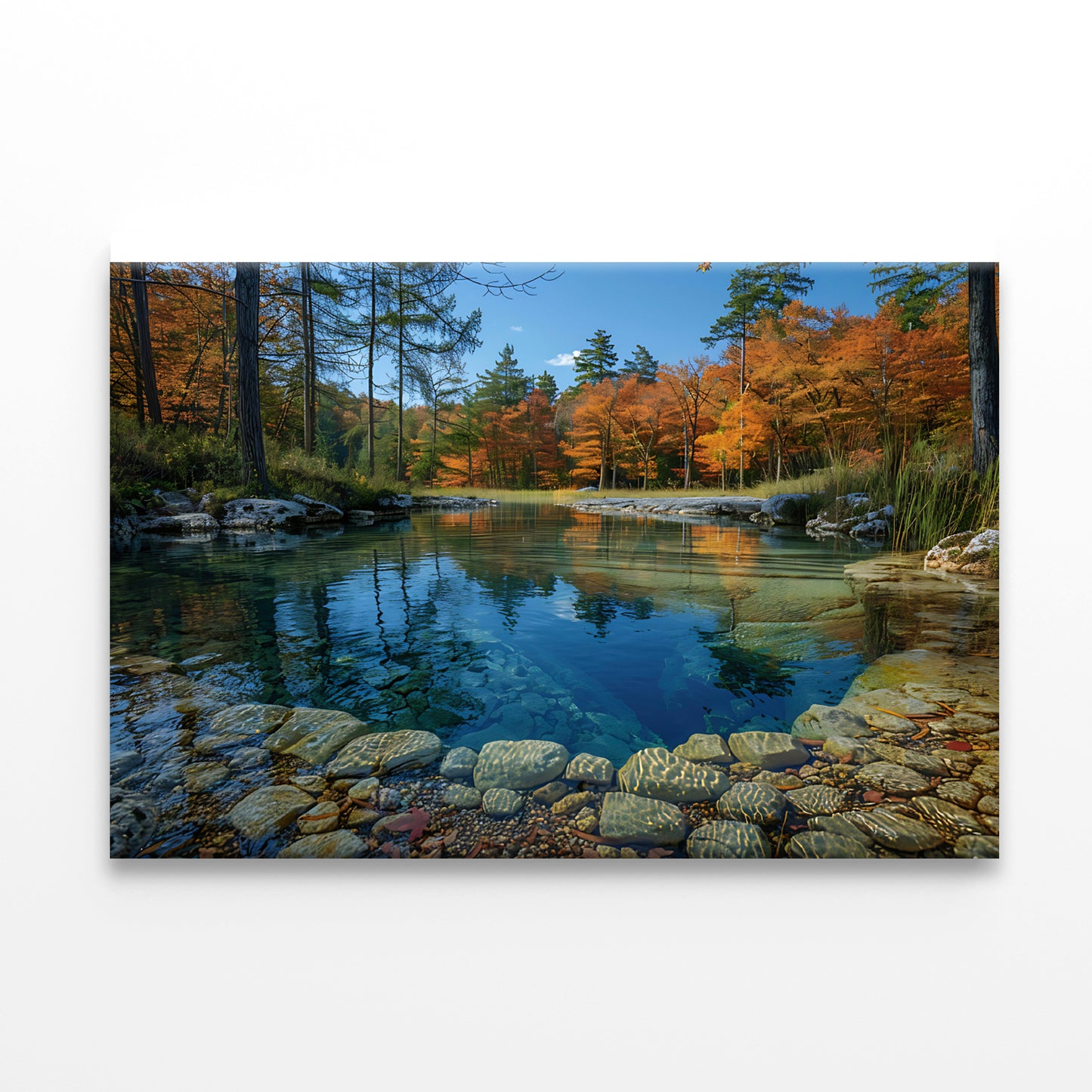 Autumn Trees Reflected In Water Print 100% Australian Made