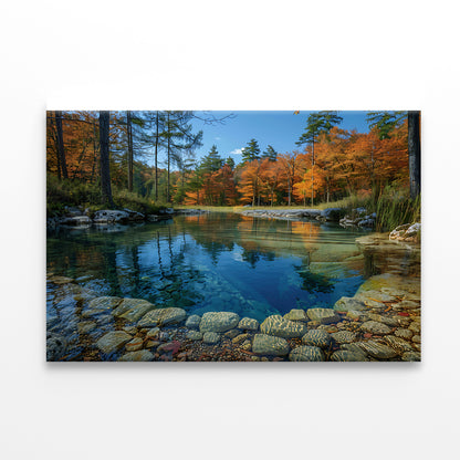 Autumn Trees Reflected In Water Print 100% Australian Made