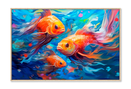 Underwater World With Beautiful Fishes Oil Painting Wall Art Limited Edition High Quality Print Canvas Box Framed Natural