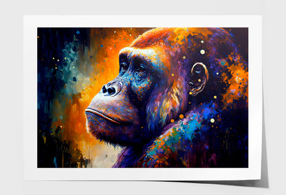 Colorful Gorille Oil Painting Limited Edition High Quality Print Unframed Roll Canvas None