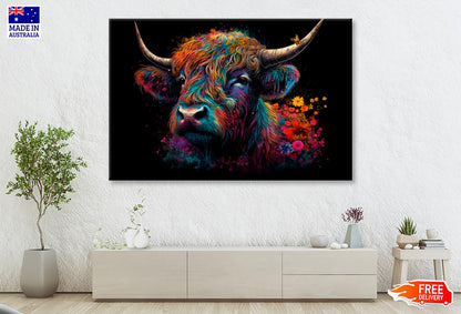 Abstract Highland Cow Head  Wall Art Decor 100% Australian Made