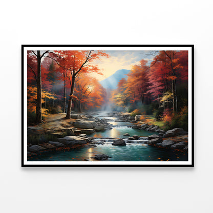 Waterfall in Autumn Forest Home Decor Premium Quality Poster Print Choose Your Sizes