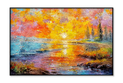 Sunrise Over River - Seascape Artwork: Magic Sunrise Over Lake Wall Art Limited Edition High Quality Print