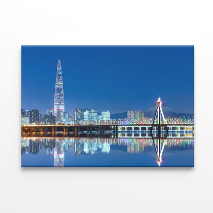 Seoul City at Twilight Han River Wall Art Decor 100% Australian Made - Bella Home Decor