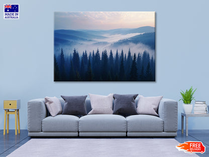 Pine Trees Forest with Mountains Print 100% Australian Made - Bella Home Decor