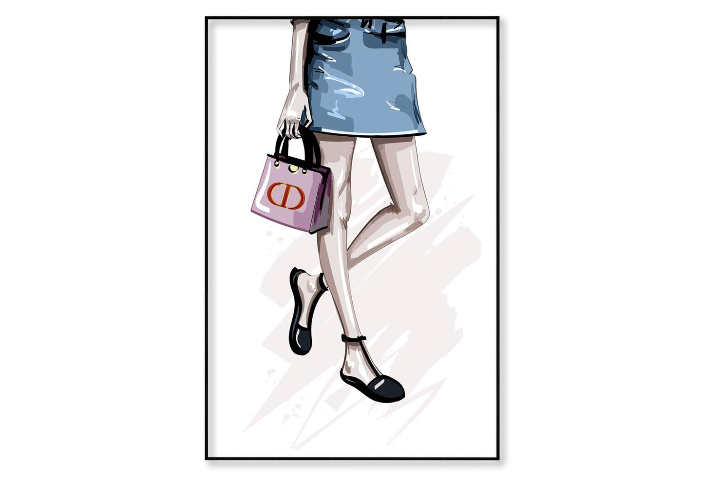 Stylish Pink Bag Fashion Art Wall Art Limited Edition High Quality Print Canvas Box Framed Black