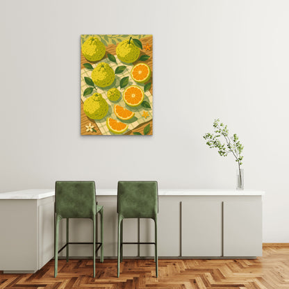 Japanese Yuzu Citrus Art 40x60cm Metal Print Ready to Hang - Bella Home Decor