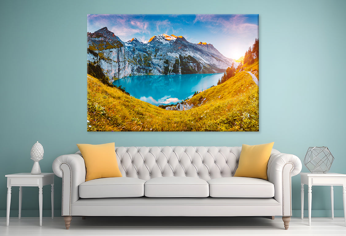 Lake Oeschinensee in Swiss Alps Wall Art Decor 100% Australian Made - Bella Home Decor