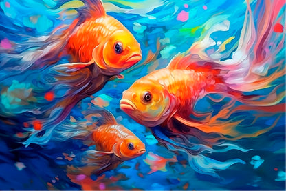 Underwater World With Beautiful Fishes Glass Framed Wall Art, Ready to Hang Quality Print