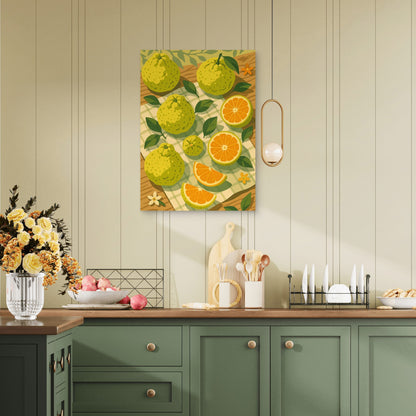 Japanese Yuzu Citrus Art 40x60cm Metal Print Ready to Hang - Bella Home Decor