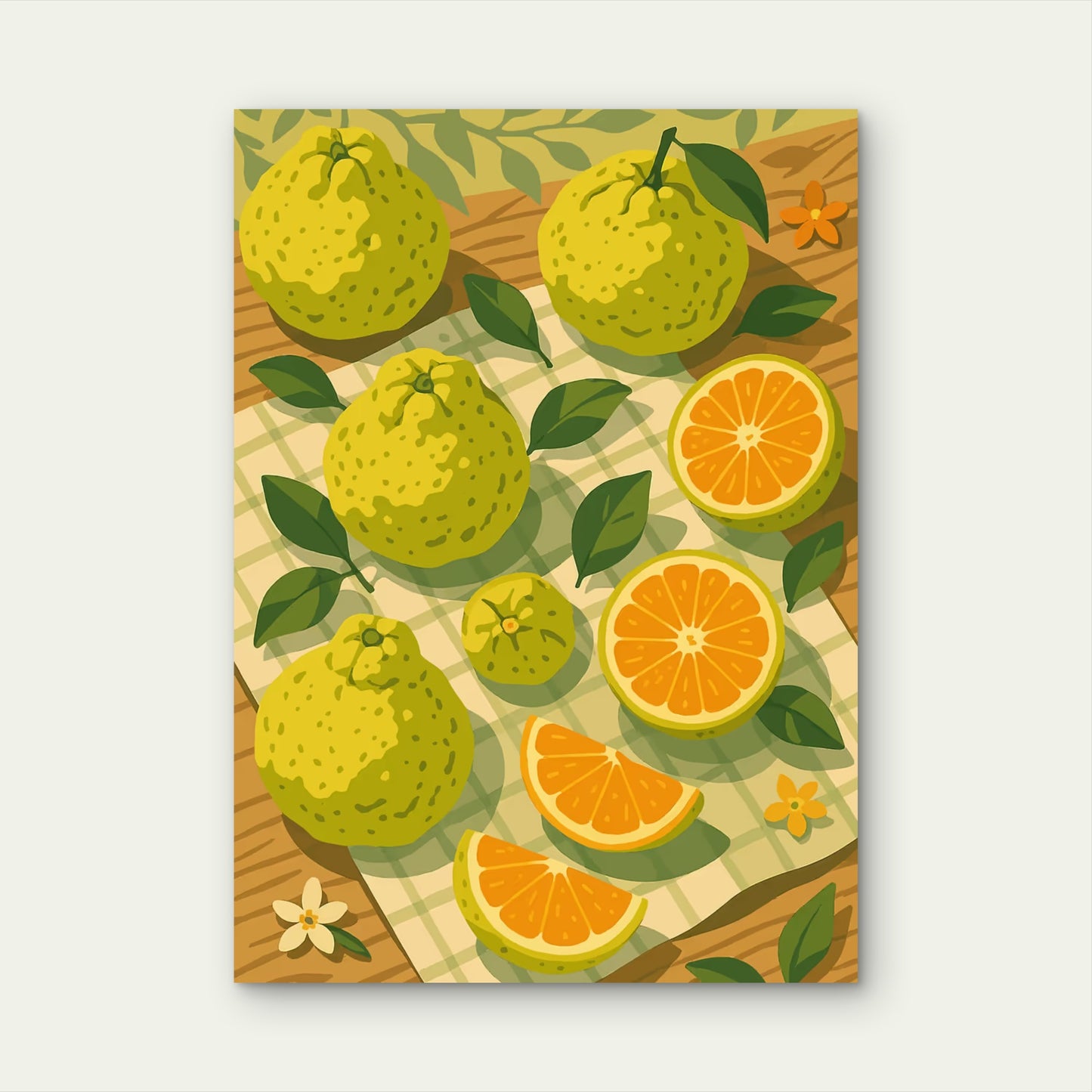 Japanese Yuzu Citrus Art 40x60cm Metal Print Ready to Hang - Bella Home Decor