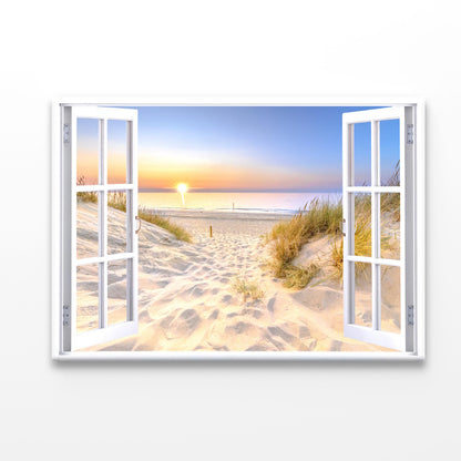 Sunset Beach With Window Acrylic Glass Print Tempered Glass Wall Art 100% Made in Australia Ready to Hang