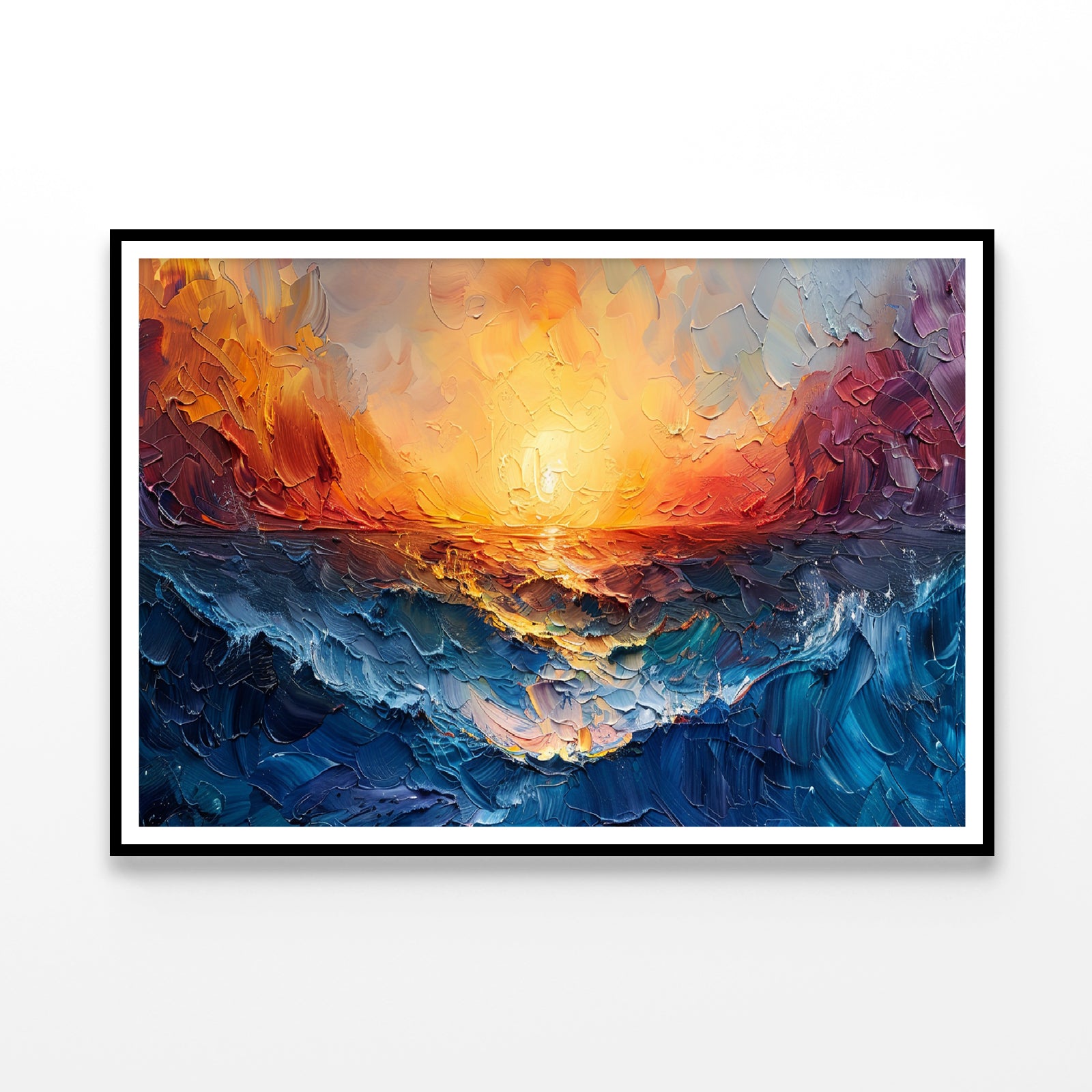 Ocean with Sunset Painting Home Decor Premium Quality Poster Print Choose Your Sizes - Bella Home Decor