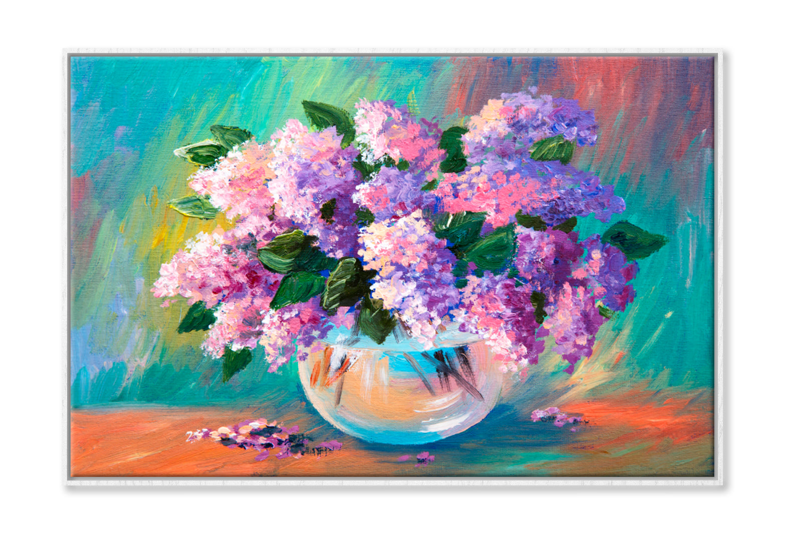 Spring Lilac In A Vase Art Work Oil Painting Limited Edition High Quality Print Canvas Box Framed White