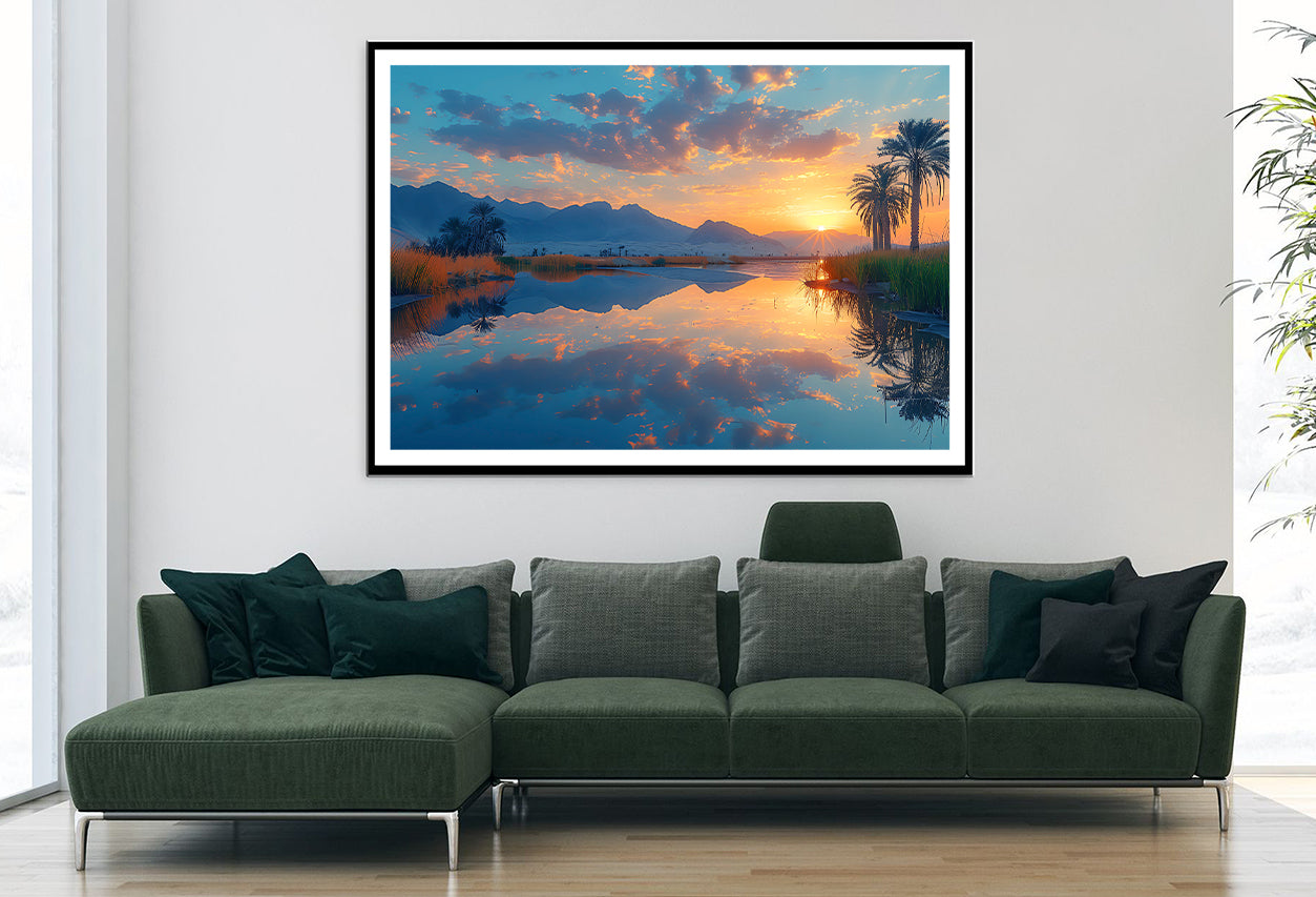 Sunrise over the Lake with Mountains Home Decor Premium Quality Poster Print Choose Your Sizes - Bella Home Decor