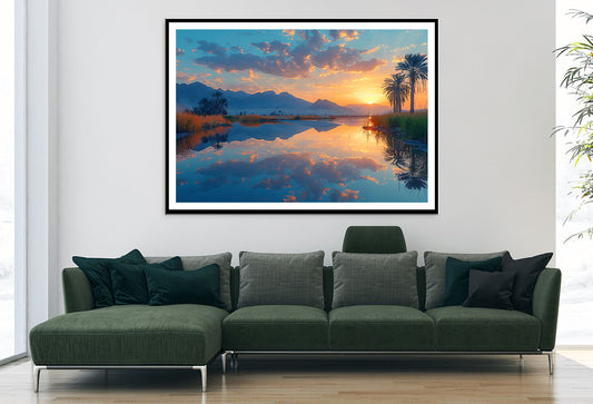 Sunrise over the Lake with Mountains Home Decor Premium Quality Poster Print Choose Your Sizes - Bella Home Decor