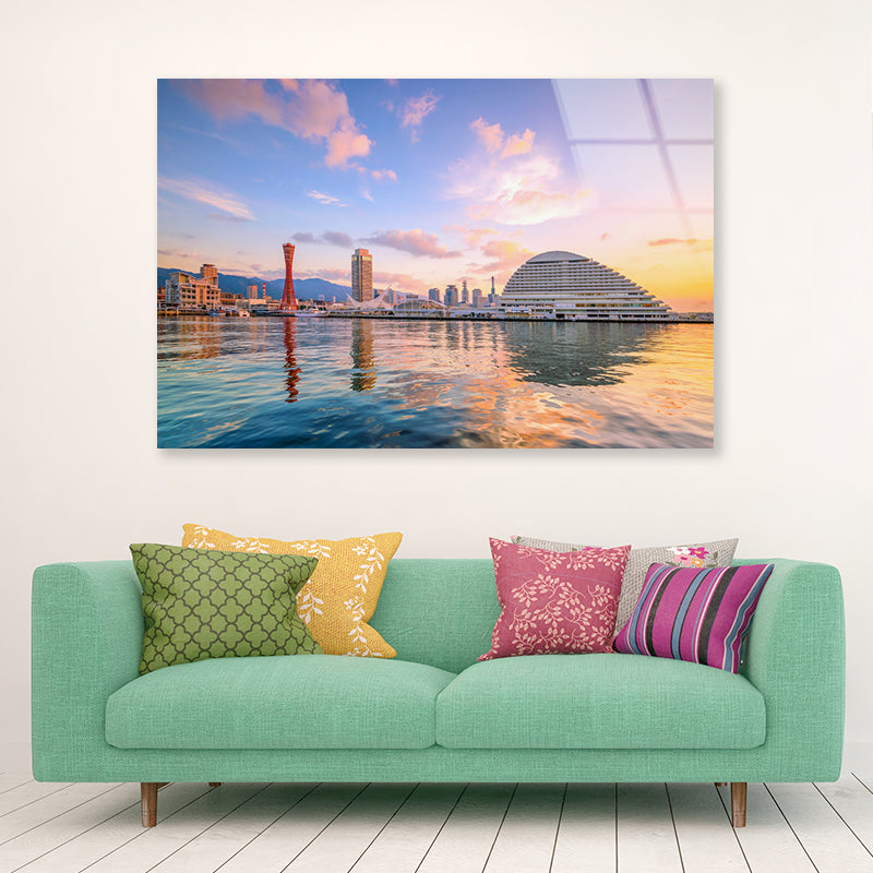 Kobe City in Morning with Sky Acrylic Glass Print Tempered Glass Wall Art 100% Made in Australia Ready to Hang - Bella Home Decor