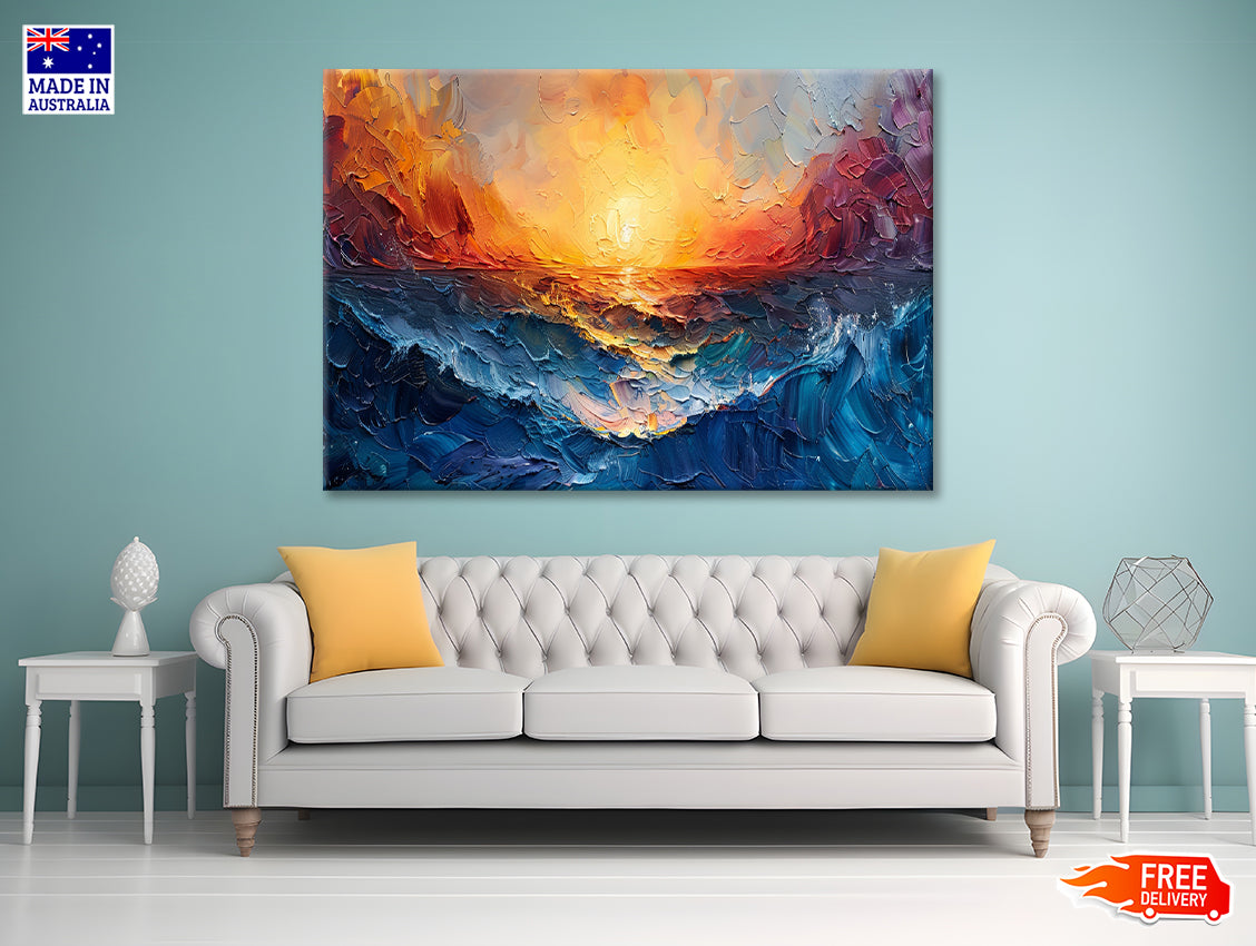 Ocean with Sunset Painting Print 100% Australian Made - Bella Home Decor