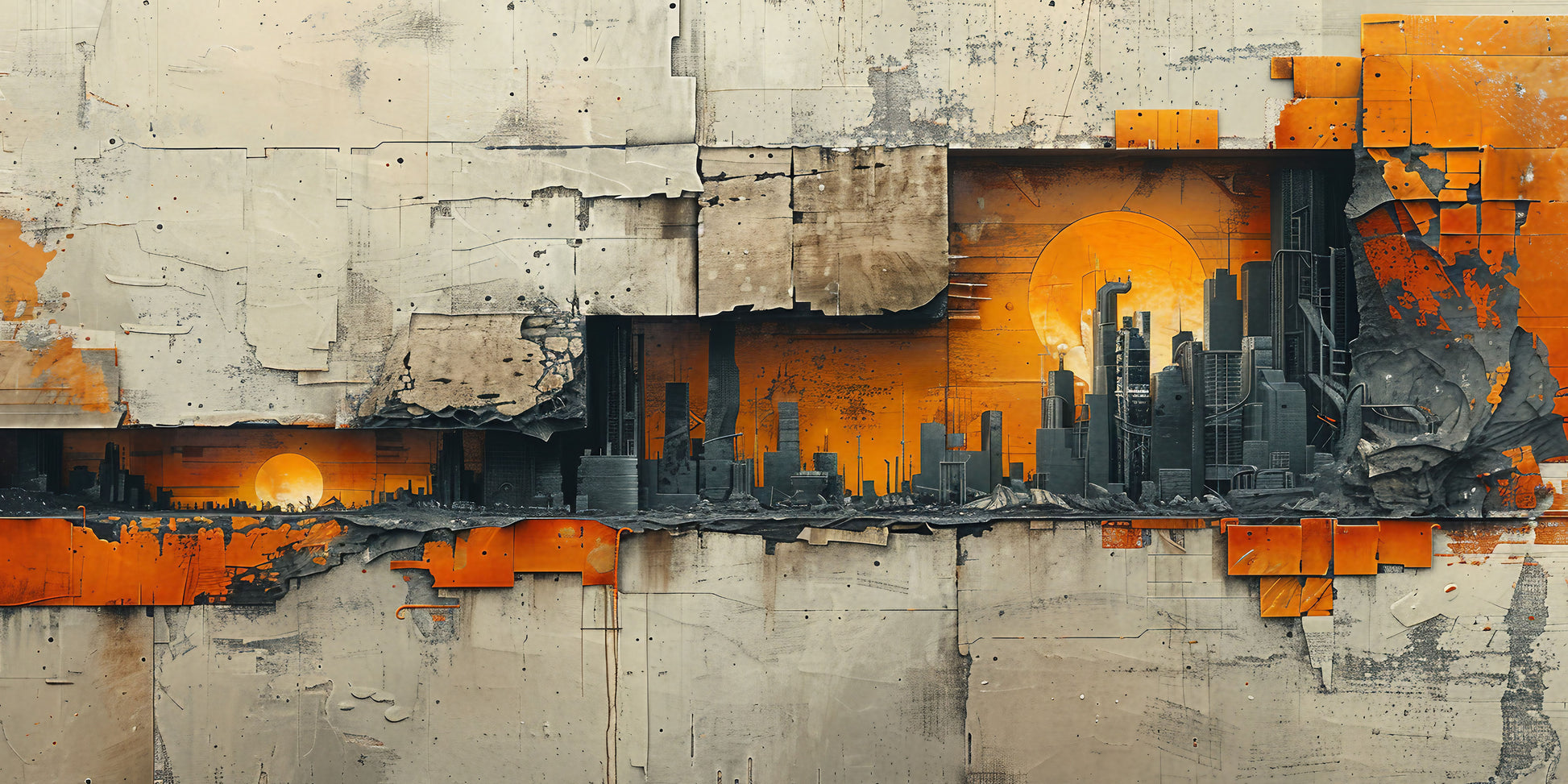 Sci-Fi City Skyline Sunset Cyberpunk City Wall Art Canvas Office Home Framed 120x60cm