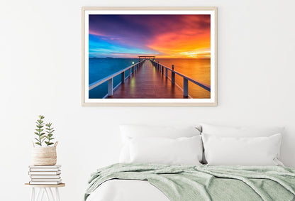 Landscape Of Wooded Bridge in The Port Between Sunrise Home Decor Premium Quality Poster Print Choose Your Sizes