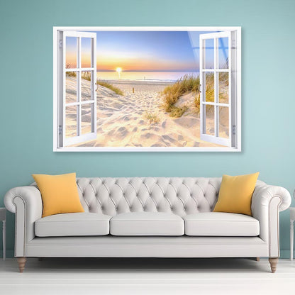 Sunset Beach With Window Acrylic Glass Print Tempered Glass Wall Art 100% Made in Australia Ready to Hang