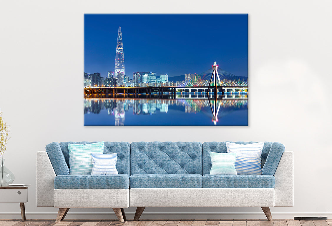 Seoul City at Twilight Han River Wall Art Decor 100% Australian Made - Bella Home Decor