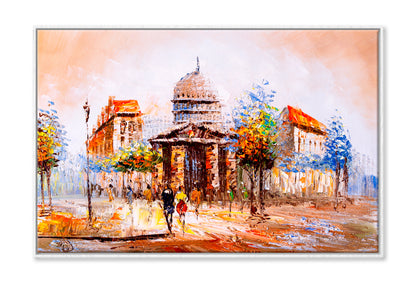 Street View of Paris Oil Painting Wall Art Limited Edition High Quality Print Canvas Box Framed White