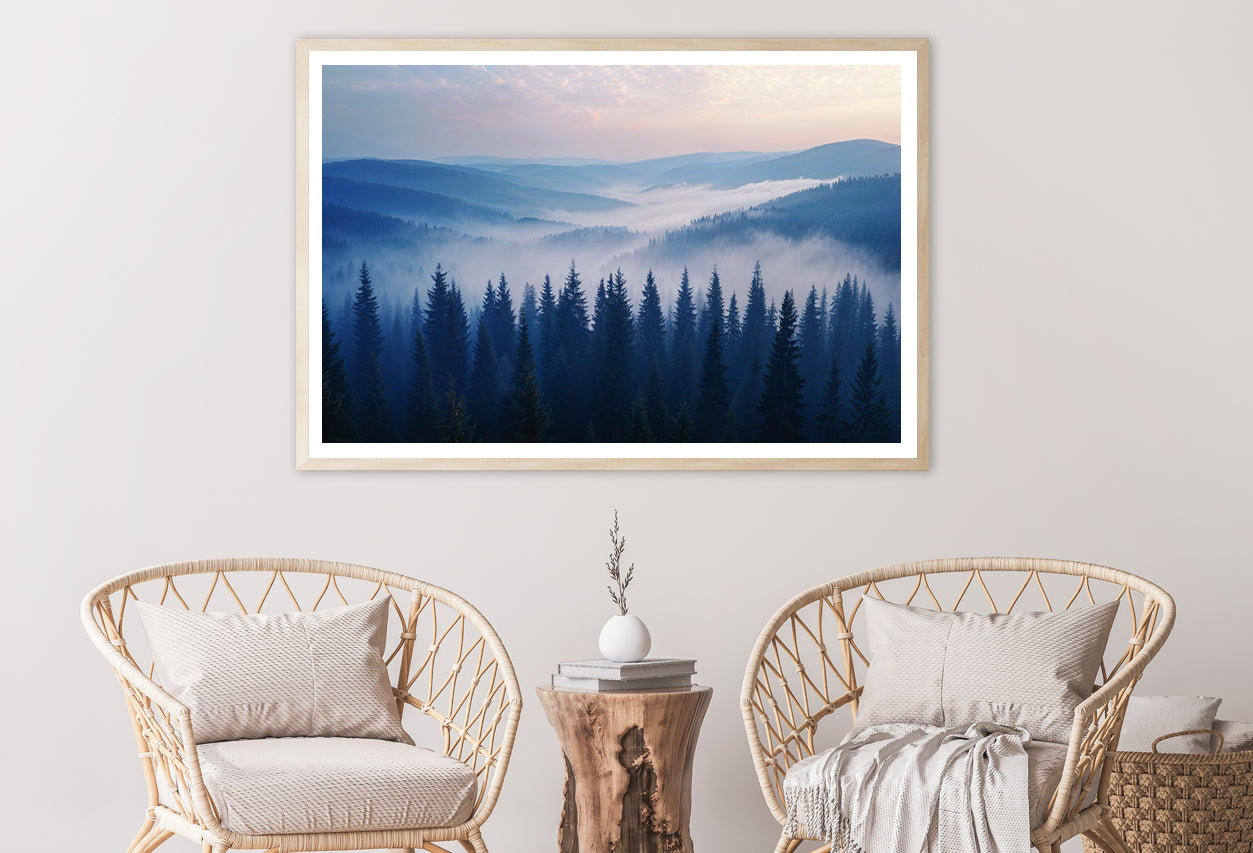 Pine Trees Forest with Mountains Home Decor Premium Quality Poster Print Choose Your Sizes - Bella Home Decor