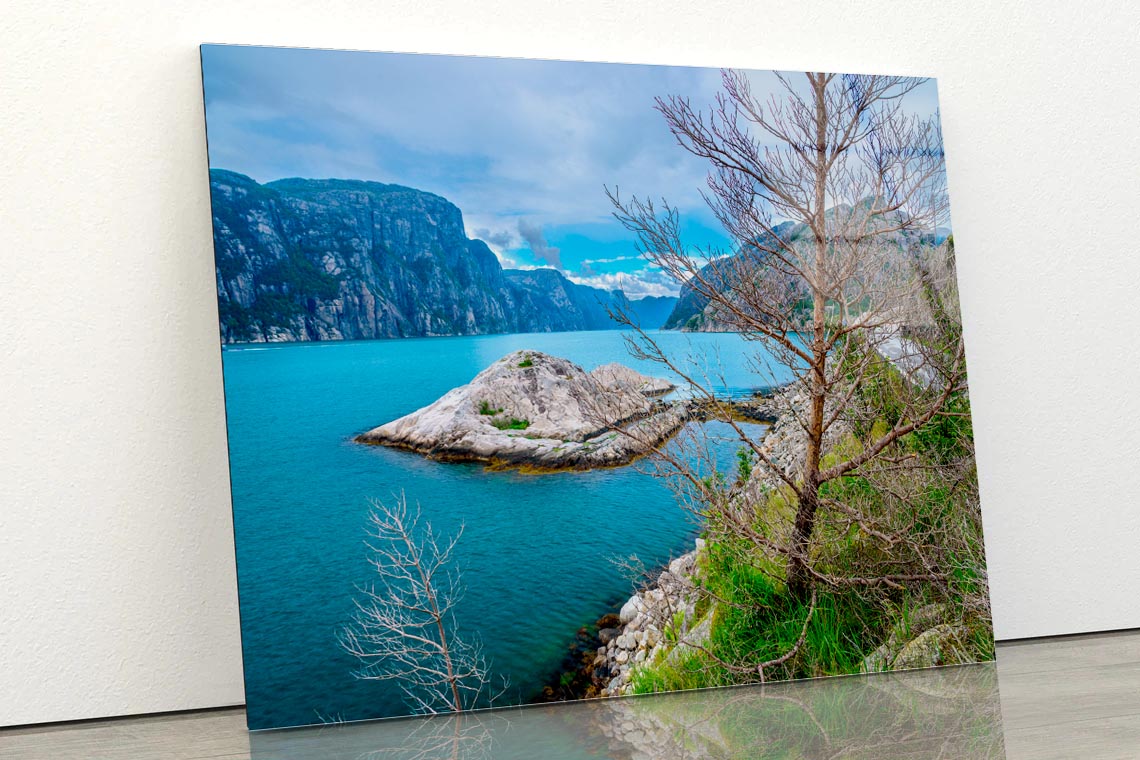 View to Lysefjord in Norway Acrylic Glass Print Tempered Glass Wall Art 100% Made in Australia Ready to Hang