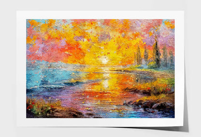 Sunrise Over River - Seascape Artwork: Magic Sunrise Over Lake Wall Art Limited Edition High Quality Print