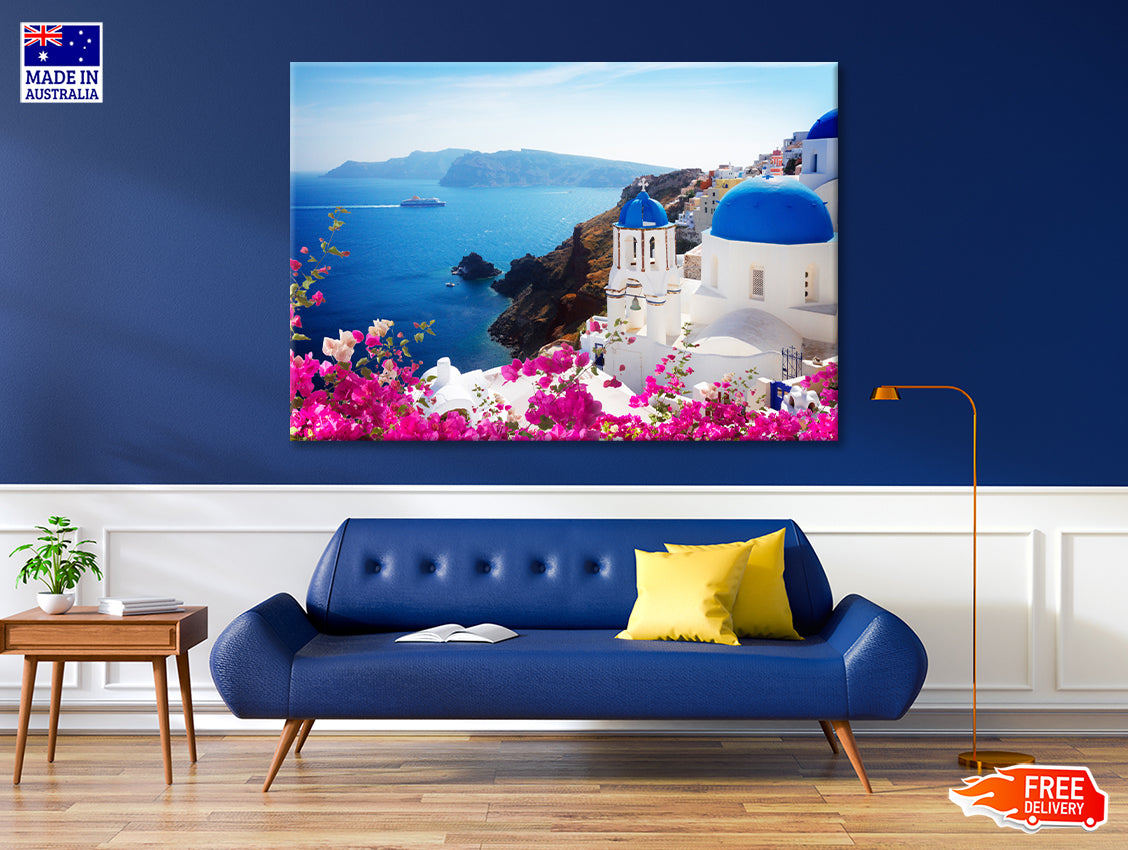 Bougainvillea in the Oia of Coast Print 100% Australian Made - Bella Home Decor