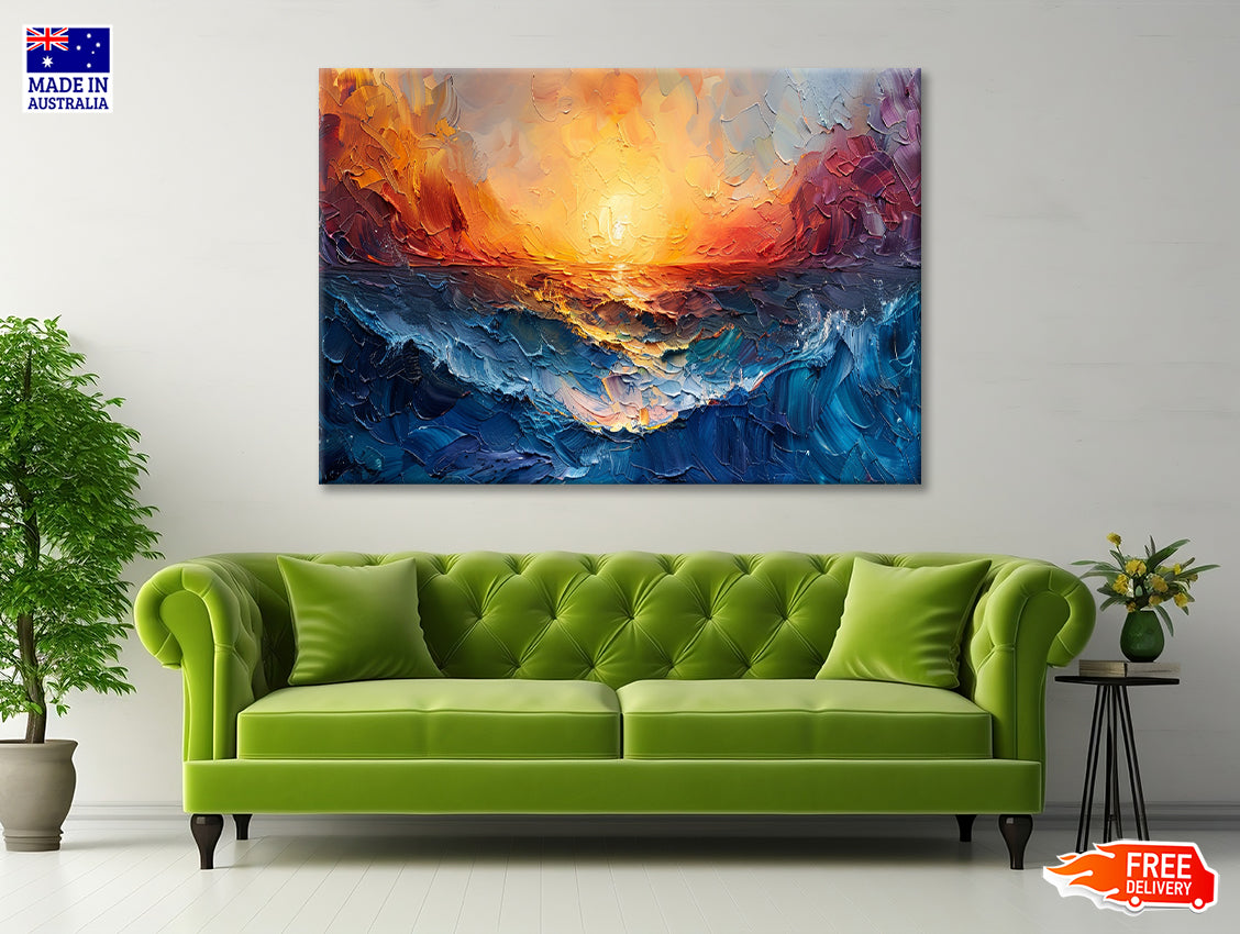Ocean with Sunset Painting Print 100% Australian Made - Bella Home Decor