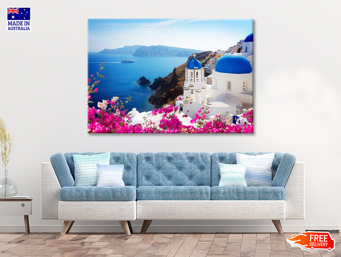 Bougainvillea in the Oia of Coast Print 100% Australian Made - Bella Home Decor