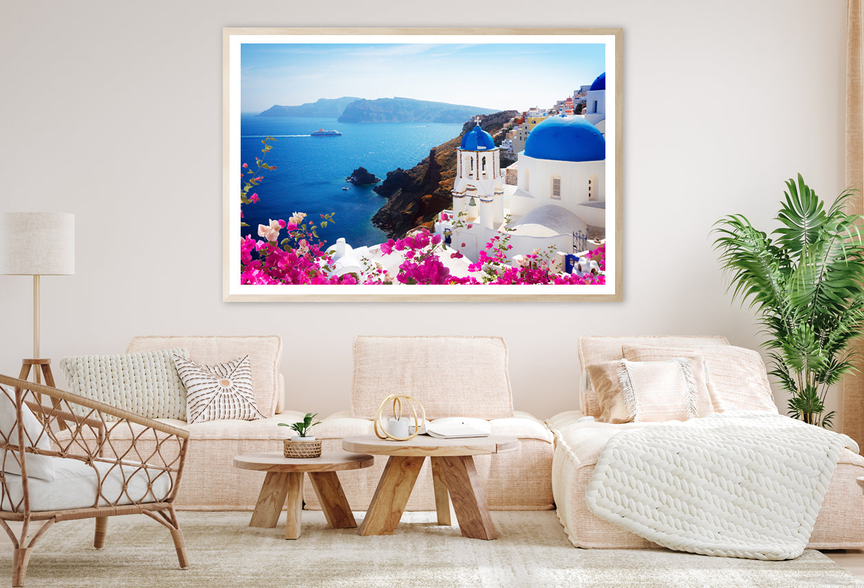 Bougainvillea in the Oia of Coast Home Decor Premium Quality Poster Print Choose Your Sizes - Bella Home Decor