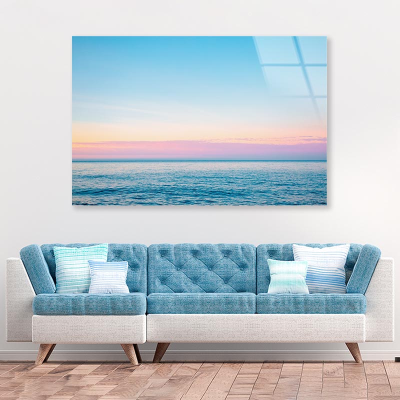 Calm Sea in Soft Morning Light Sicily Italy Europe Acrylic Glass Print Tempered Glass Wall Art 100% Made in Australia Ready to Hang