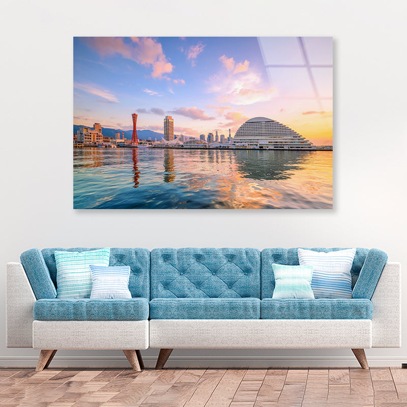 Kobe City in Morning with Sky Acrylic Glass Print Tempered Glass Wall Art 100% Made in Australia Ready to Hang - Bella Home Decor