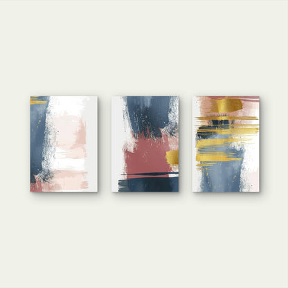 3pcs Modern Blush Pink Navy Blue Gold Foil Art  Wall Art Set Canvas Framed 40x60cm - High Quality Print 100% Australian Made Wall Canvas Ready to Hang