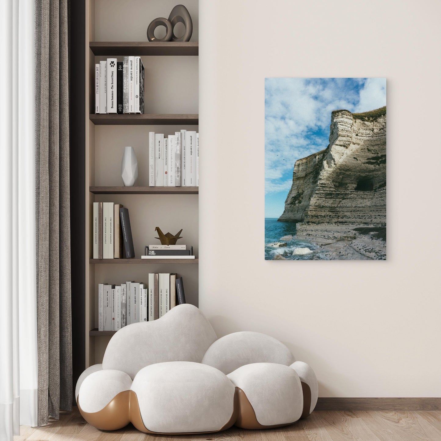 Rocky Cliff By Peaceful Sea Daytime 40x60cm Metal Print Ready to Hang