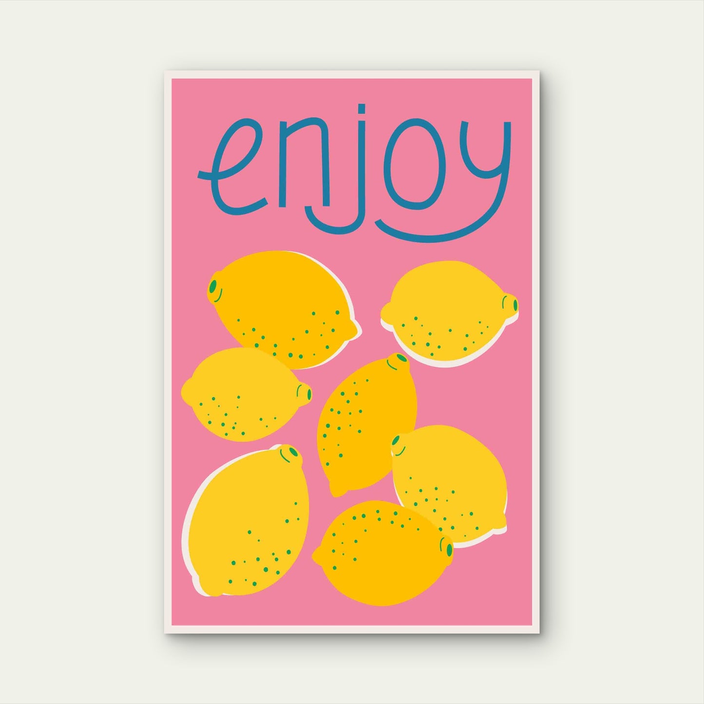 A Bright Summer Print with Lemons Metal Print Ready to Hang