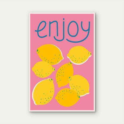 A Bright Summer Print with Lemons Metal Print Ready to Hang