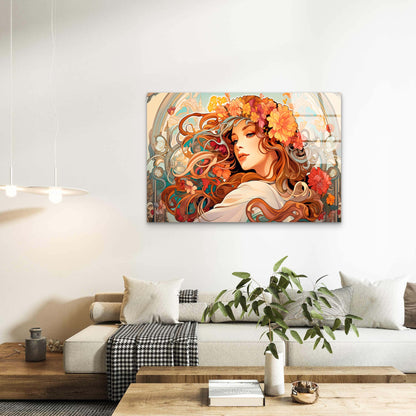 Beautiful Woman & Flowers Acrylic Glass Printing Wall Art Australian Made Quality