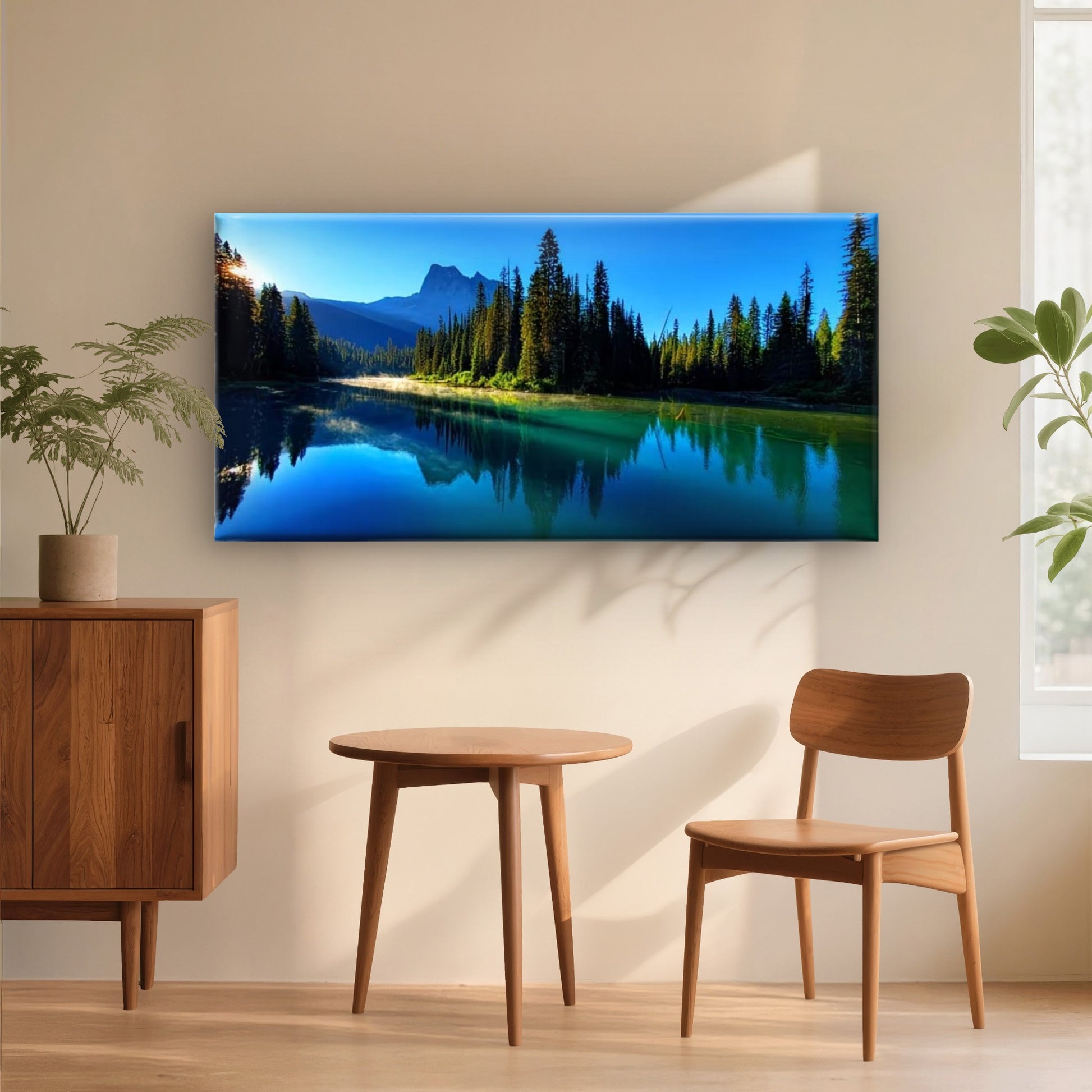 Canadian Mountains And Lakes Wall Art Canvas Office Home Room Framed 120x60cm - Bella Home Decor