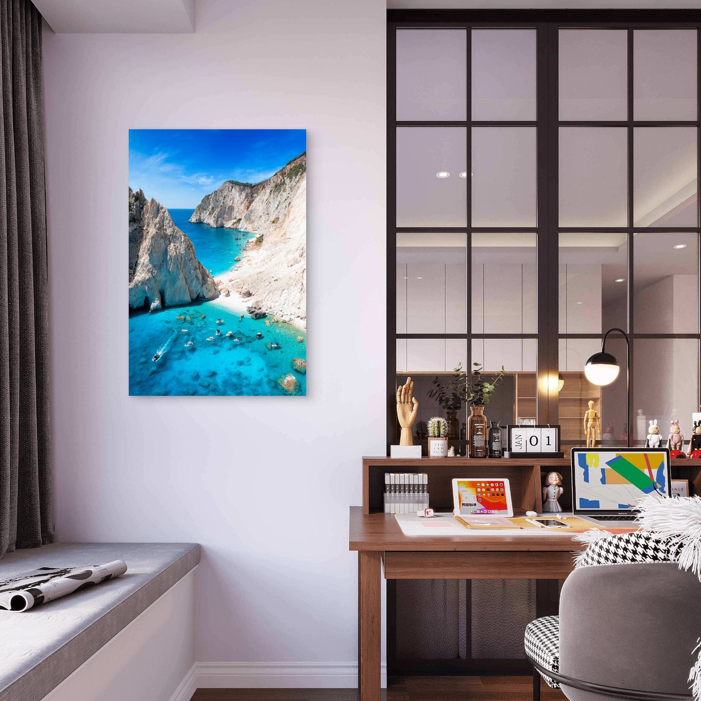Zakynthos Greece Mizithres Sea Blue Ocean 40x60cm Metal Print Ready to Hang
