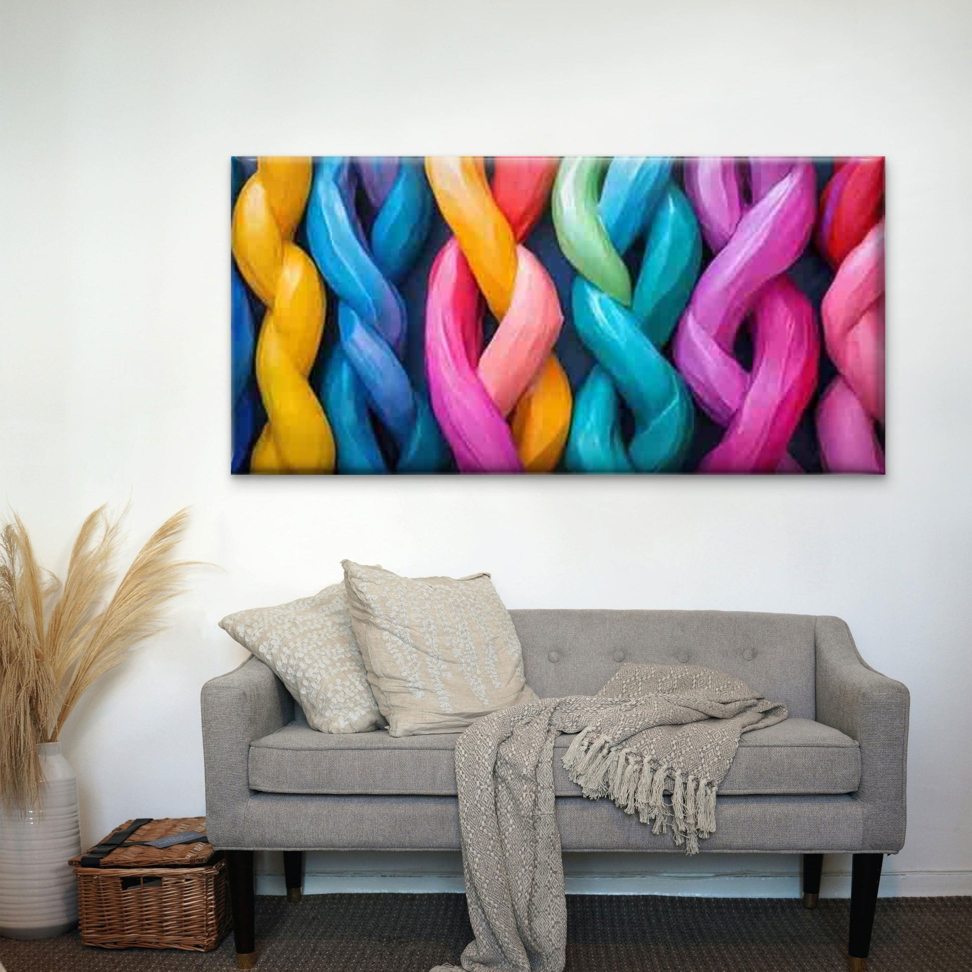 Colorful Distorted Modern Abstr Wall Art Canvas Office Home Room Framed 120x60cm - Bella Home Decor