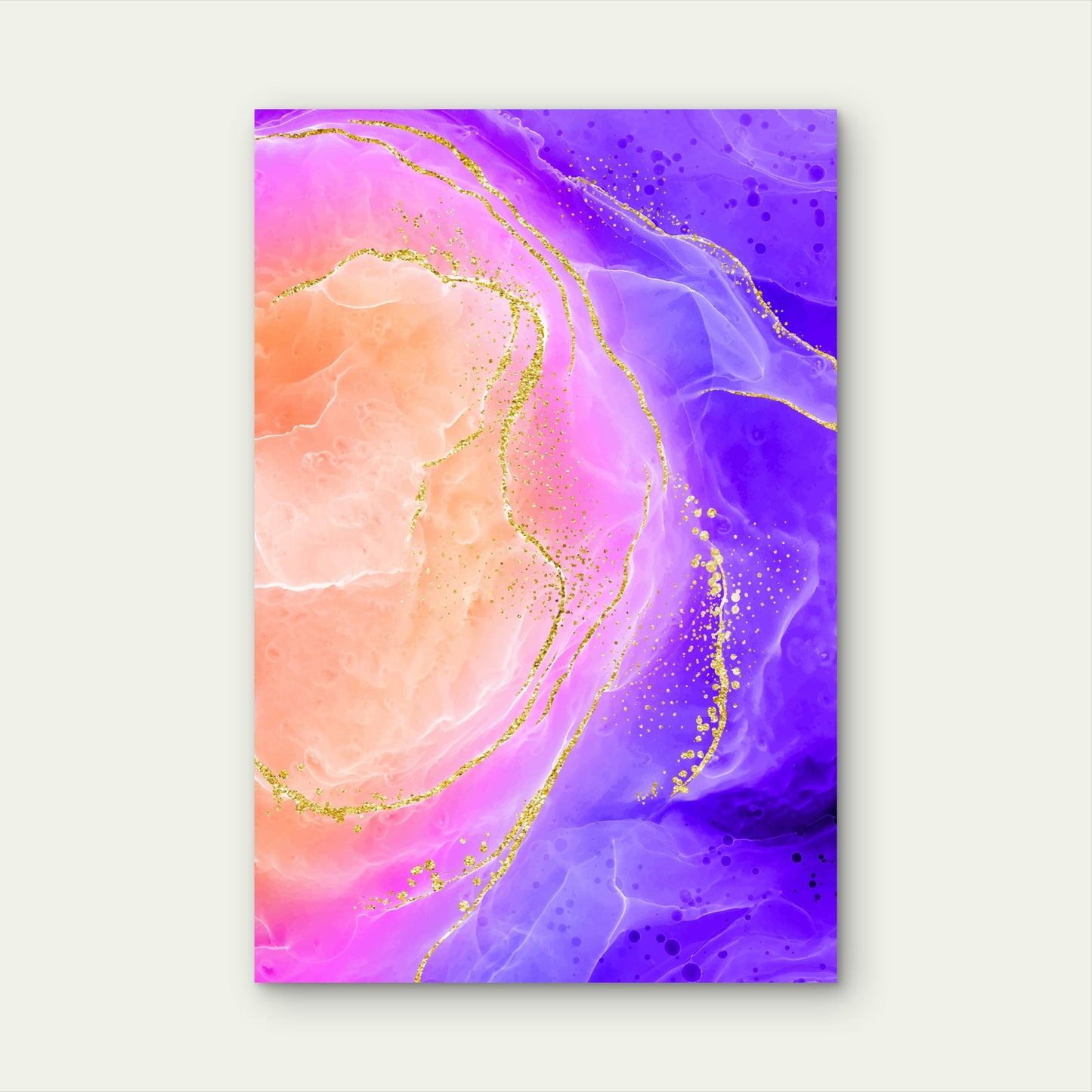 Abstract Alcohol Ink Background with Gold Accents 40x60cm Metal Print Ready to Hang