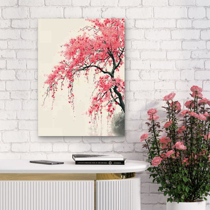 Depicting Cherry Blossoms Japanese Zen 60x90cm Metal Print Ready to Hang - Bella Home Decor